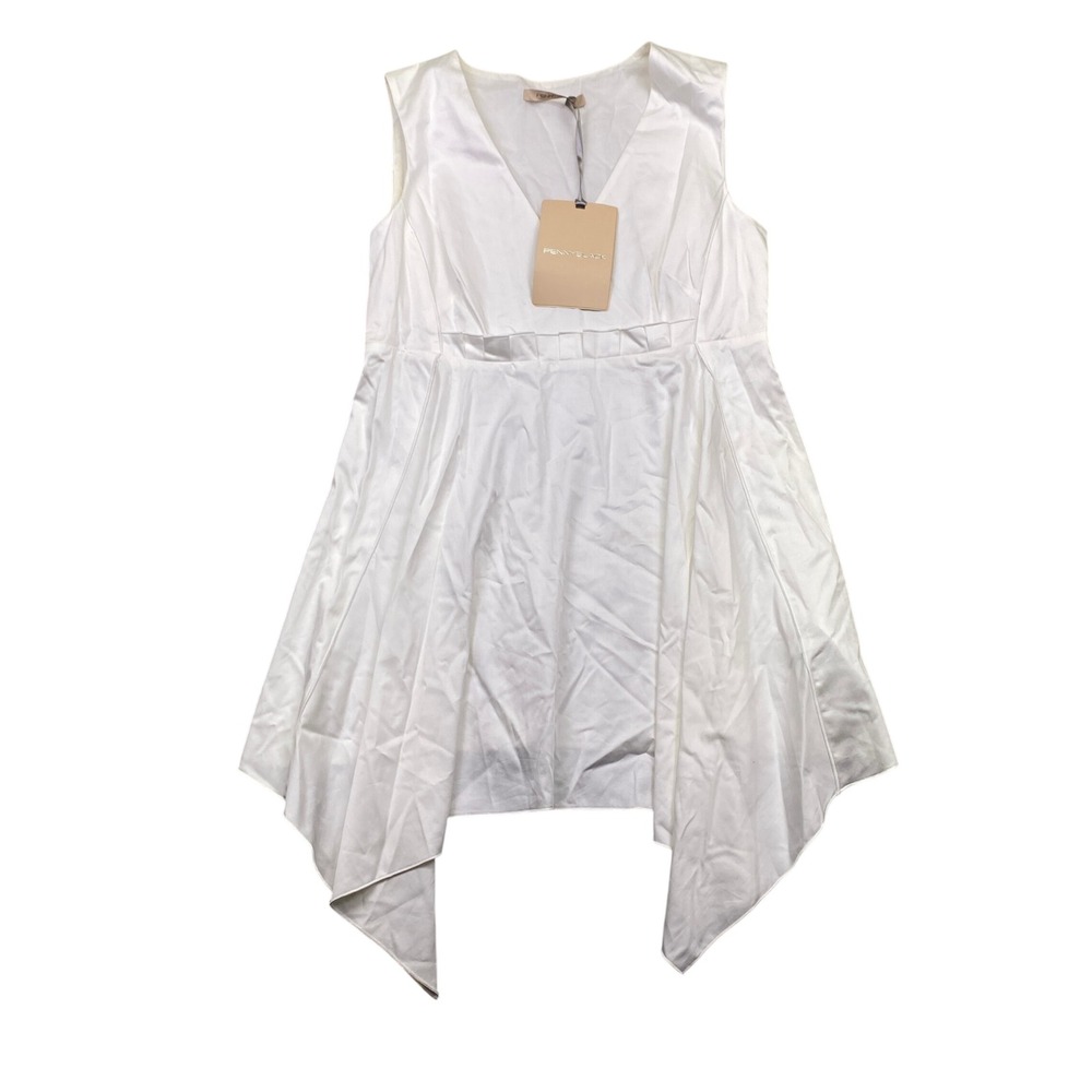 Pennyblack‎ Faro White Cotton Blend V-Neck Handkerchief Hem Tank Top Size 4 NWT